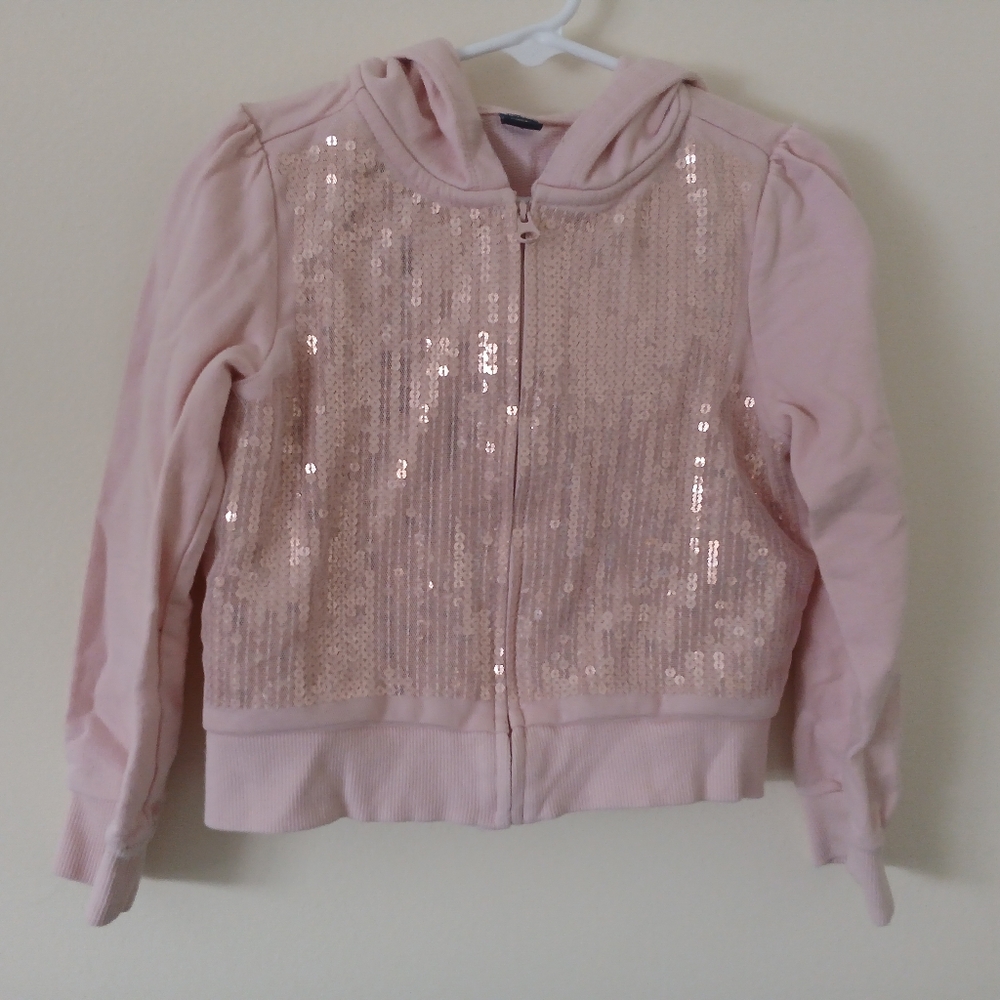 5T Girl Baby Gap Light Pink Sequins Full Zip Up Toddler Girl Hoodie